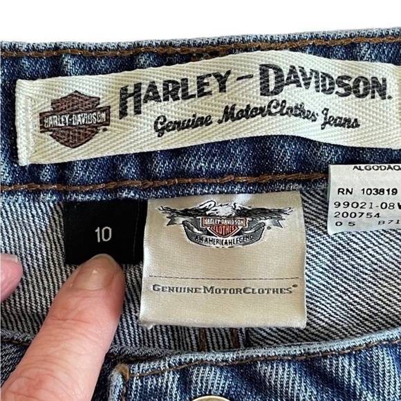 Harley Davidson Womens Relaxed Thigh Boot Cut Jeans Classic Blue Size 10 Missy - Picture 10 of 12